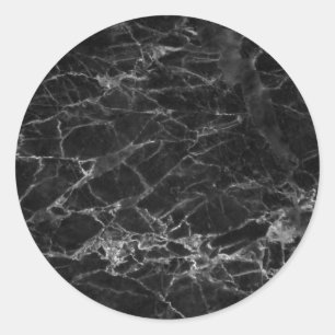 Black Marble Stone Classic Round Sticker
