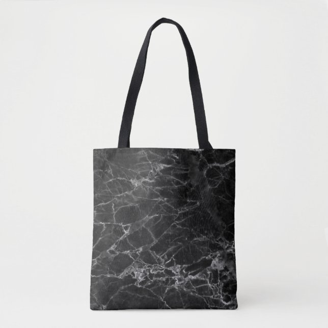 Black Marble Stone Look Tote Bag (Front)