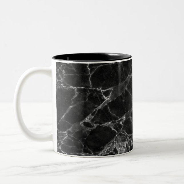 Black Marble Stone Look Two-Tone Coffee Mug (Left)
