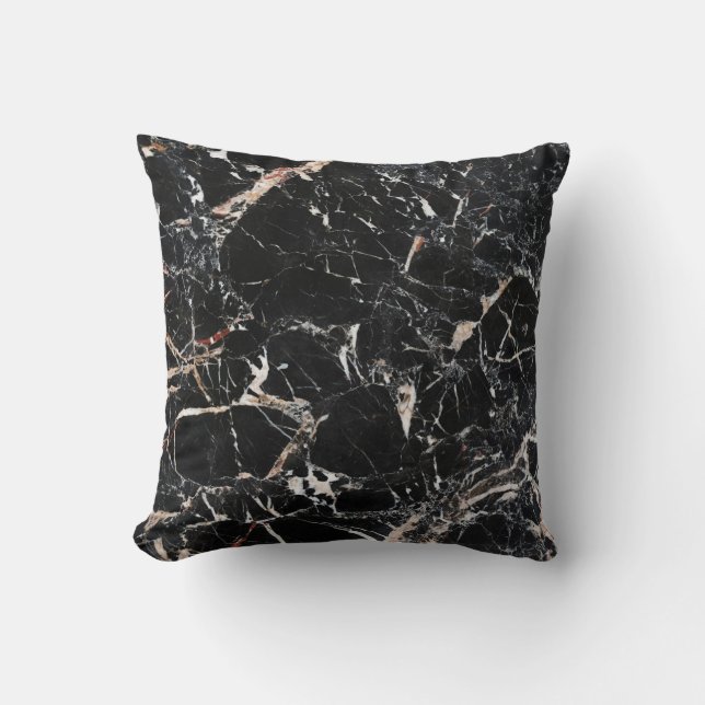 Black marble stone natural background abstract mar cushion (Front)