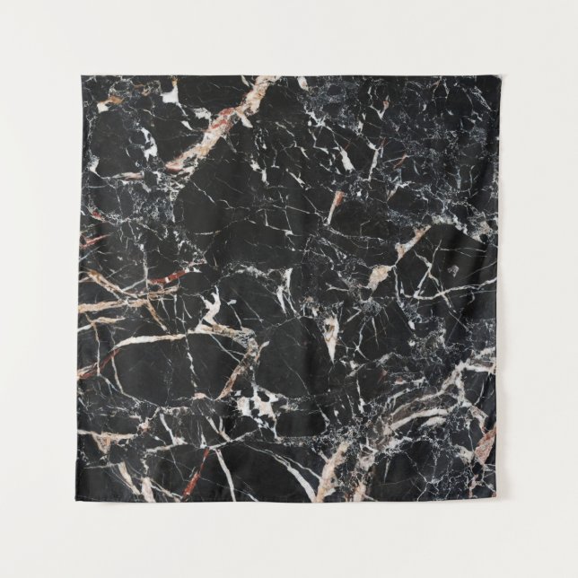 Black marble stone natural background abstract mar tapestry (Front)