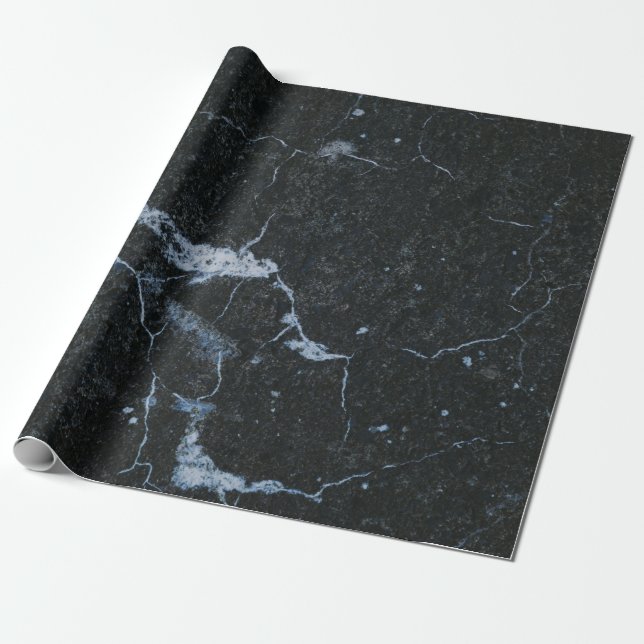 Black Marble Stone Pattern  Wrapping Paper (Unrolled)