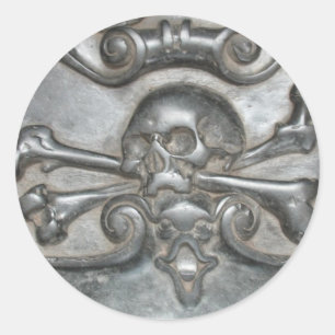Black Marble Stone Skull and Bones Pirate Stickers