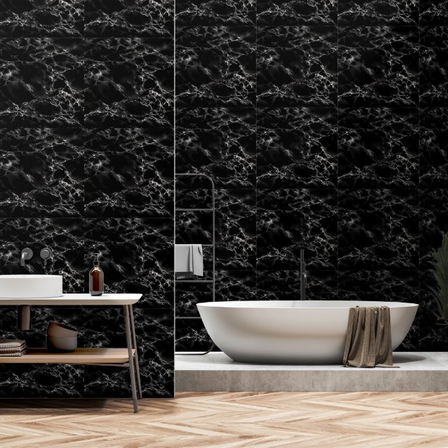 Black Marble Stone Wallpaper (Bathroom)