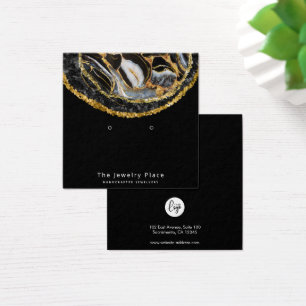 Black Marble Stud Earrings Display