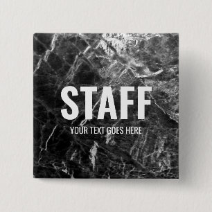 Black Marble Template Customisable Text Staff 15 Cm Square Badge