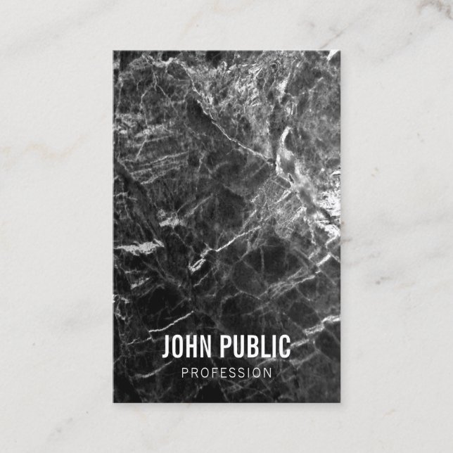 Black Marble Template Simple Modern Professional Business Card (Front)