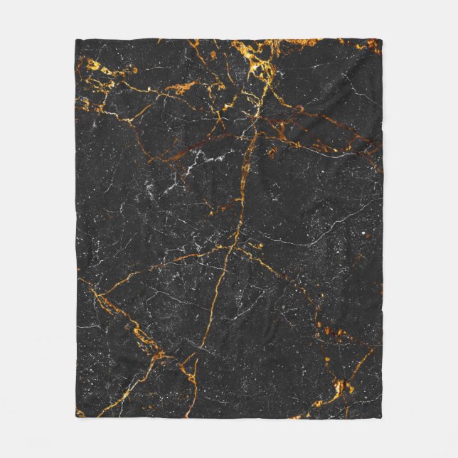 Black marble texture background, natural marble ti fleece blanket (Front)