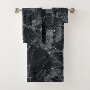 Black marble texture bath towel set