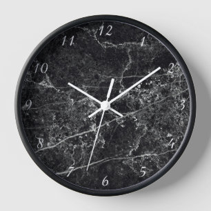 Black Marble Texture Clock