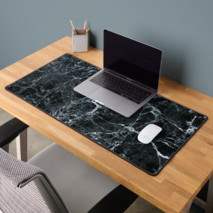 Black Marble Texture Desk Mat