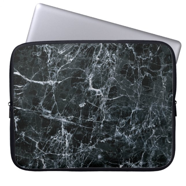 Black Marble Texture Laptop Sleeve (Front)