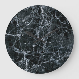 Black Marble Texture Large Clock