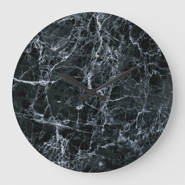 Black Marble Texture Large Clock (Front)
