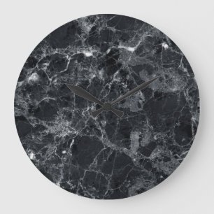 Black marble texture large clock