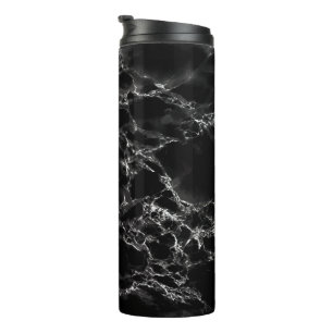 Black Marble Thermal Tumbler - Modern