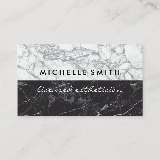 Black Marble | White Marble Business Card (Front)
