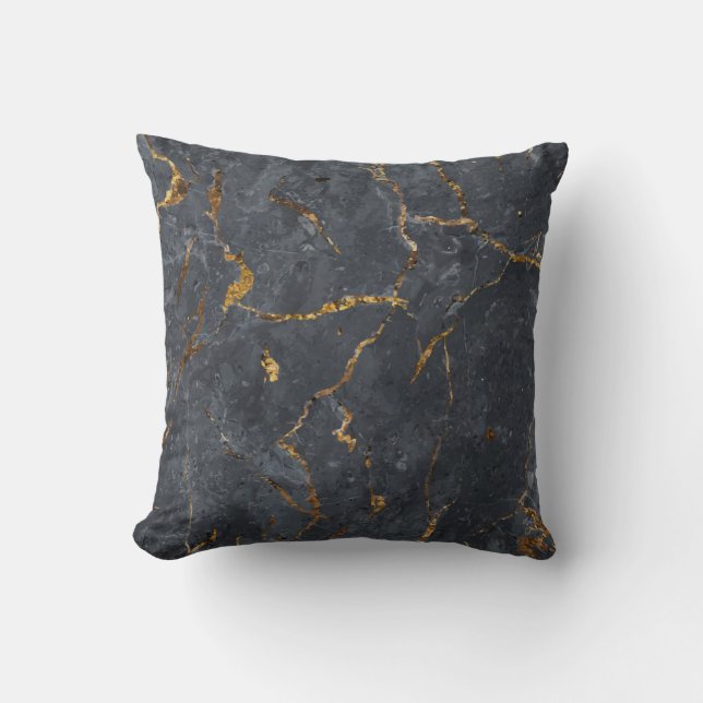 Black marble with gold accents cushion (Front)