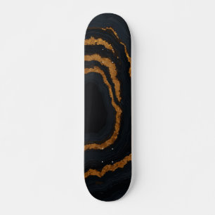 Black Marble with Gold Accents Luxury Design Skateboard