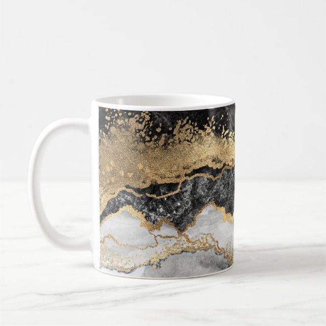 Black Marble with Gold Pretty Coffee Mug (Left)