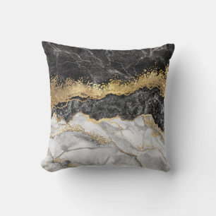 Black Marble with Gold Pretty Cushion