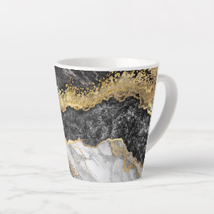 Black Marble with Gold Pretty Latte Mug