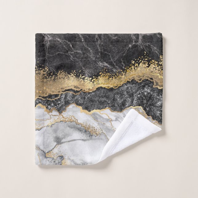 Black Marble with Gold Pretty Wash Cloth (Wash Cloth)