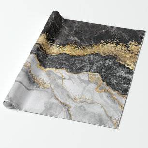 Black Marble with Gold Pretty Wrapping Paper