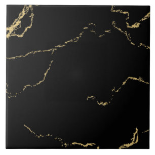 Black Marbled Gold Vein  Ceramic Tile