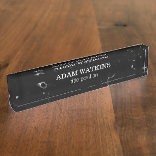 Black Marbled With White Nameplate