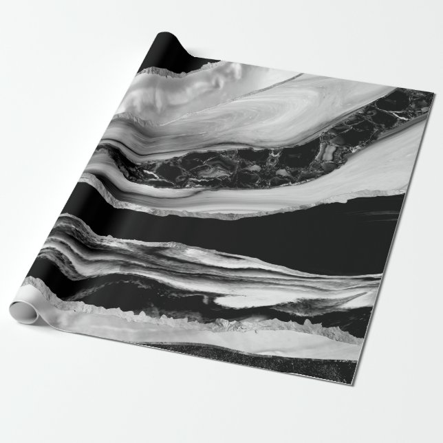 Black Marbles and Mother of Pearl Wrapping Paper (Unrolled)
