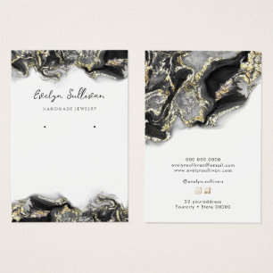 Black marbling design jewellery display card