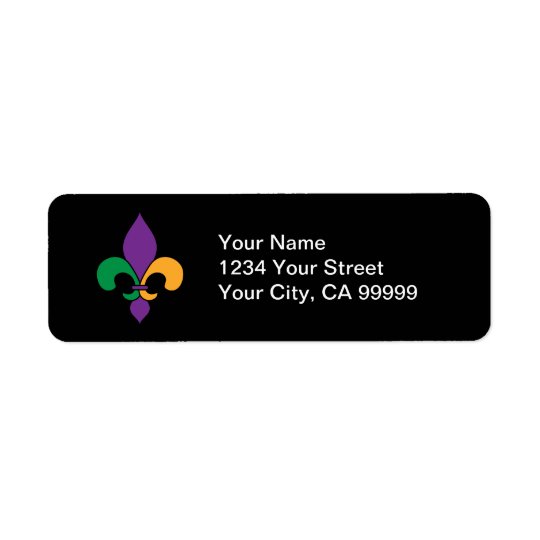 Black Mardi Gras Fleur de Lis Address Labels