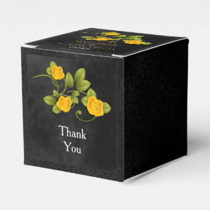 Black & Marigold Yellow Rose Flower Wedding Design Favour Box