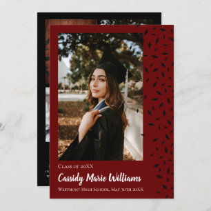 Black Maroon Confetti Graduation Announcement