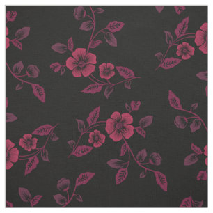 Black Maroon Dogwood Flower Gothic Fabric