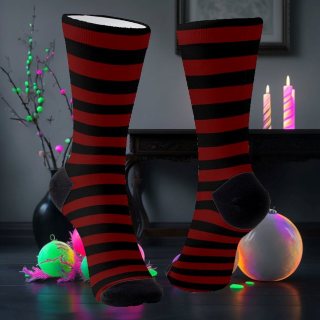 Black & Maroon Striped Socks (Creator Uploaded)