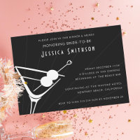 Black Martini Glass Bachelorette Party Invitation