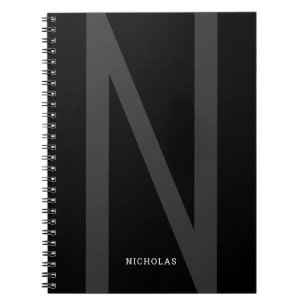 Black Masculine Guys Modern Custom Initial Notebook