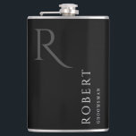 Black Masculine Monogram Groomsmen Gift Hip Flask<br><div class="desc">This simple custom groomsmen flask features personalised groomsman's name,  monogram,  and wedding date. You can easily change the background and fonts colours to match your event if you like.</div>