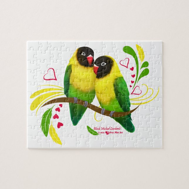 Black Masked Lovebirds Jigsaw Puzzle (Horizontal)