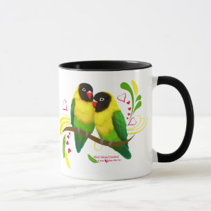 Black Masked Lovebirds Mug