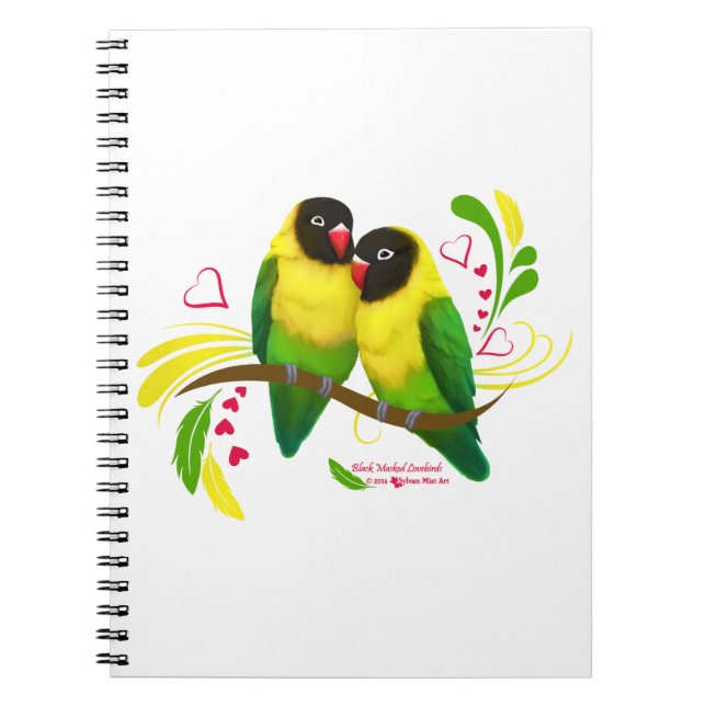 Black Masked Lovebirds Notebook (Front)