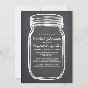 Black Mason Jar Bridal Shower Invitations