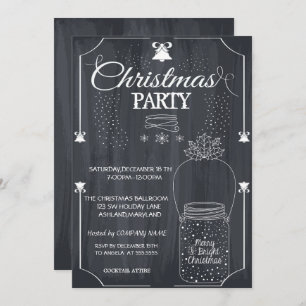 Black, Mason Jar  Company Christmas Party Invitation