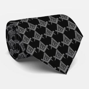 Black Masonic Masonry Freemason Pattern Tie