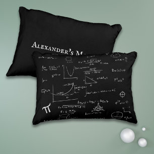 Black Math Equations Formulas Algebra Handwritten Decorative Cushion
