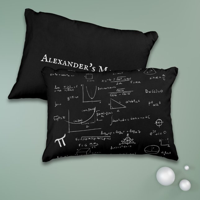 Black Math Equations Formulas Algebra Handwritten Decorative Cushion (Creator Uploaded)