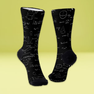 Black Math Teacher Formula Equations Pattern Socks
