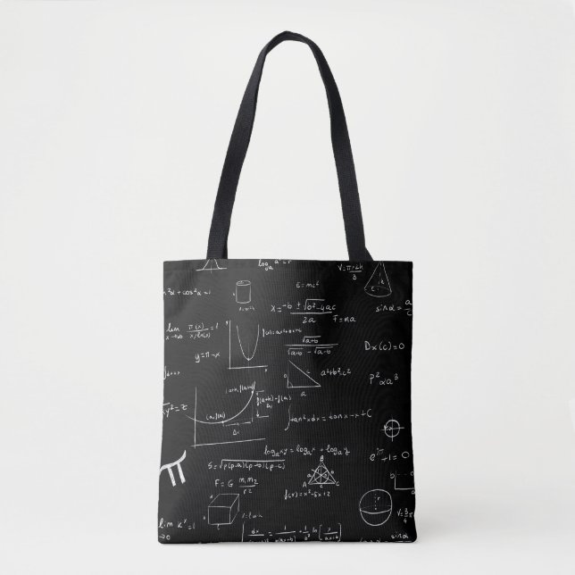 Black Math Teacher Mathematics Equations Pattern Tote Bag (Front)